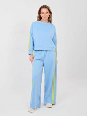 Conjunto de sudadera y pantalón con franjas laterales LUISS - azul claro