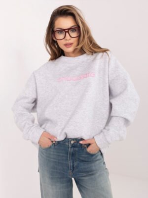 Sudadera oversize con bordado CHOCOLATE gris claro