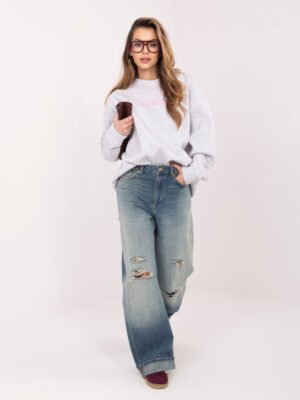 Alternative view of Sudadera oversize con bordado CHOCOLATE gris claro