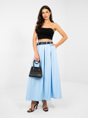 Falda elegante de traje con pliegues Behe – azul claro