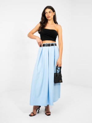 Alternative view of Falda elegante de traje con pliegues Behe – azul claro