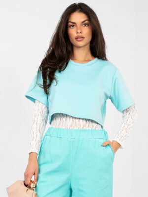 Alternative view of Body de encaje de doble capa Cristina - verde menta