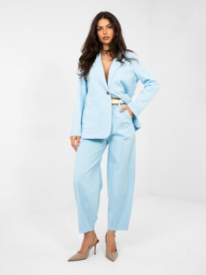 Pantalones modernos con costuras en el bajo SILVARA - azul claro