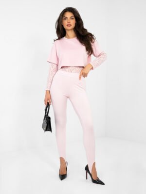 Alternative view of Body de encaje de doble capa Cristina - rosa claro