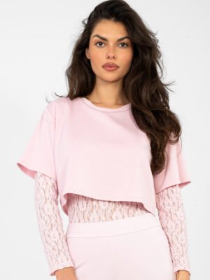 Body de encaje de doble capa Cristina - rosa claro