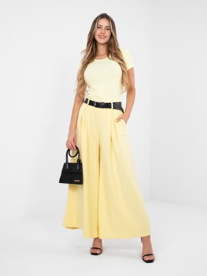 Pantalones palazzo amplios y estilosos MEIDA - amarillo claro