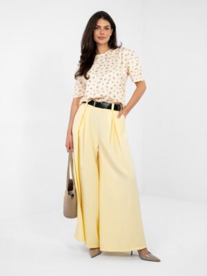 Pantalones palazzo amplios y estilosos MORRI – amarillo claro