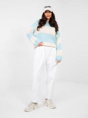 Jersey oversize a rayas con lana MIRIAM - azul claro