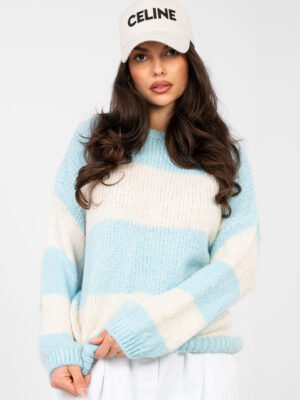 Alternative view of Jersey oversize a rayas con lana MIRIAM - azul claro