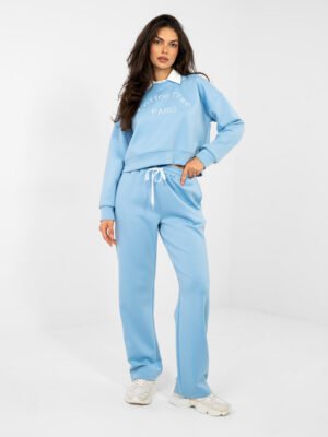 Conjunto de sudadera corta con cuello y pantalón LILLA - azul claro