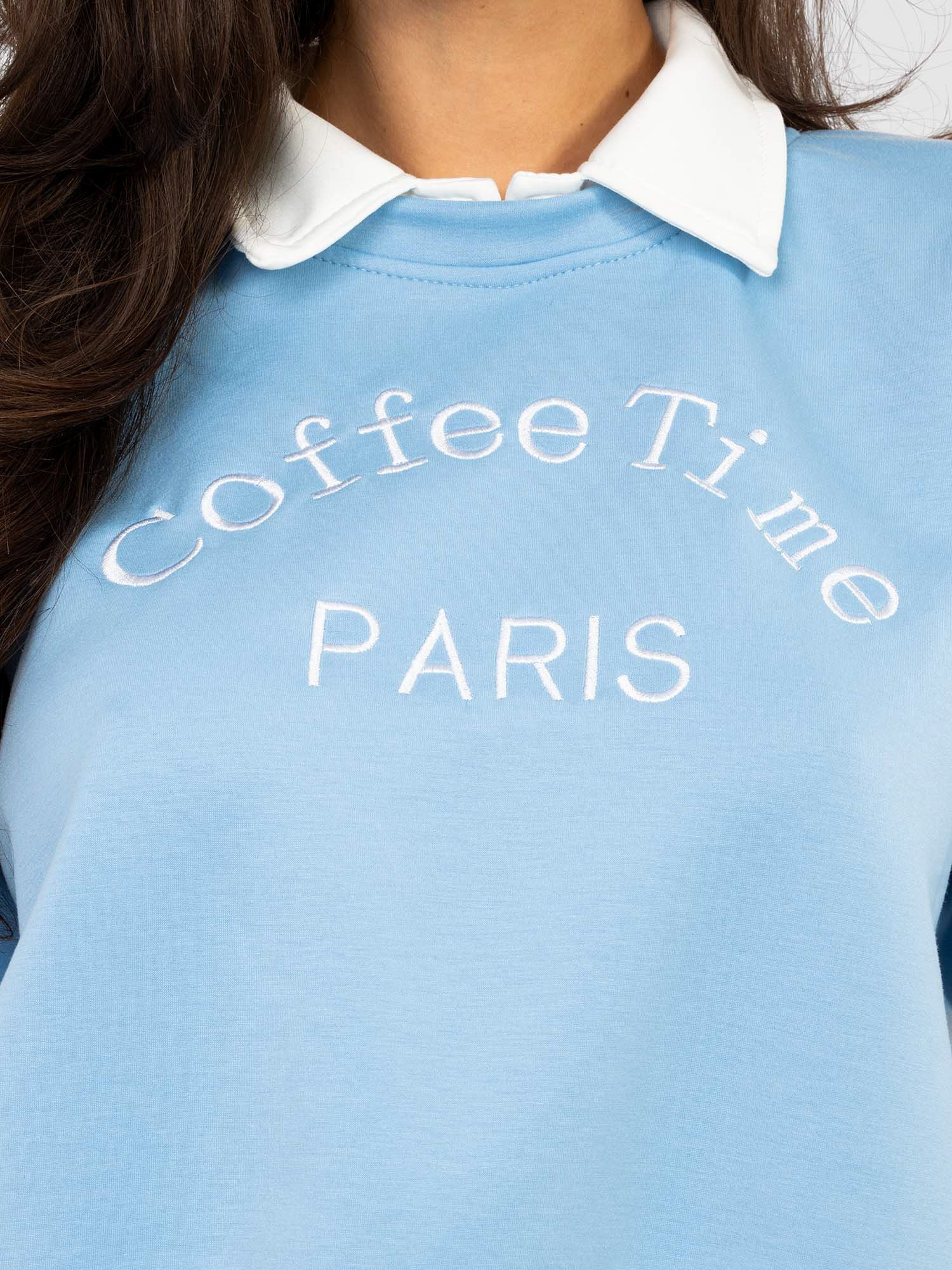 Conjunto de sudadera corta con cuello y pantalón LILLA - azul claro - Imagen 4