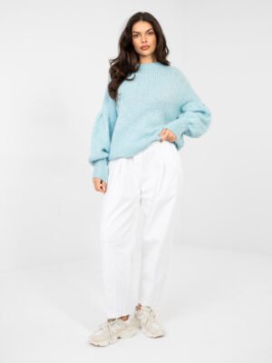 Oversize jersey con lana y mangas abullonadas RIA - azul claro
