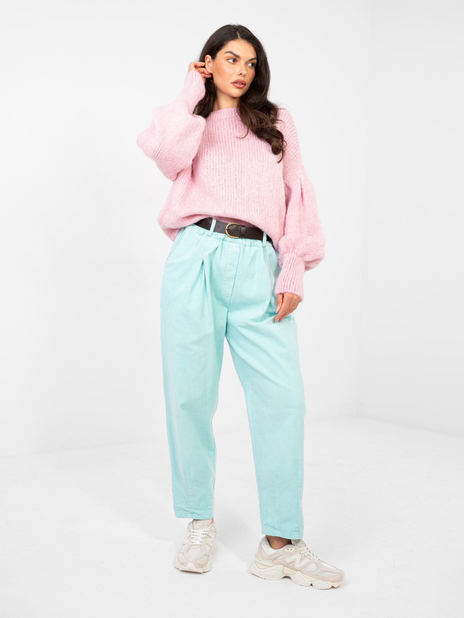 Oversize jersey con lana y mangas abullonadas RIA - rosa claro