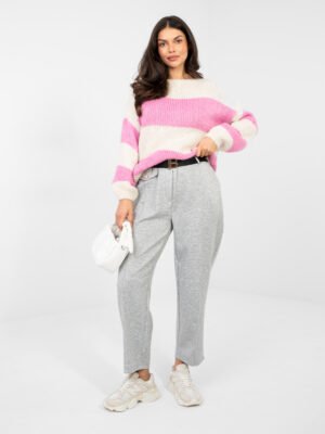 Jersey oversize a rayas con lana MIRIAM - rosa