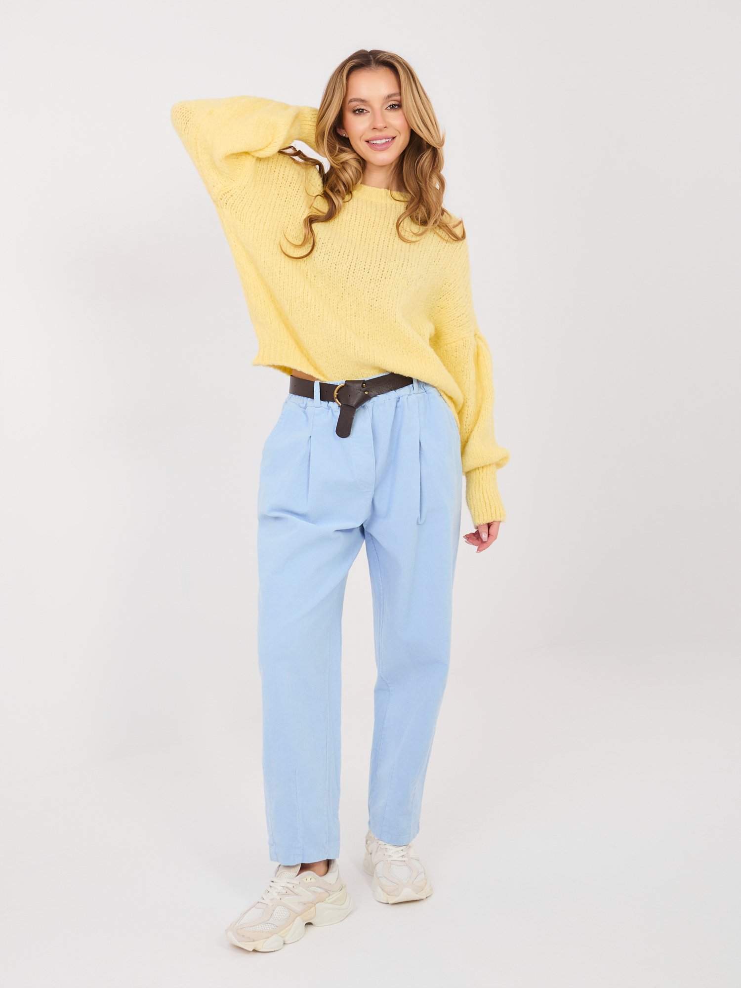 Oversize jersey con lana y mangas abullonadas RIA - amarillo claro