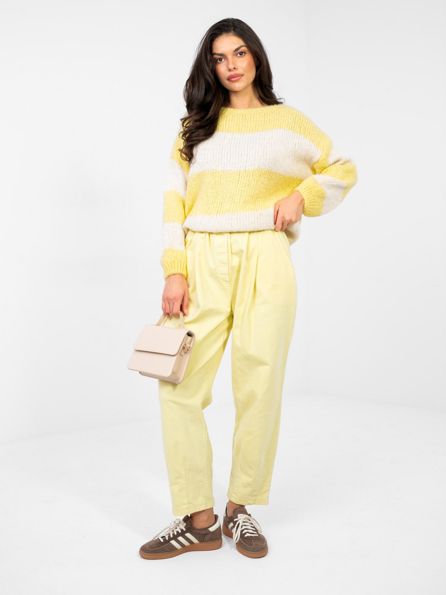 Jersey oversize a rayas con lana MIRIAM - amarillo claro - Imagen 2