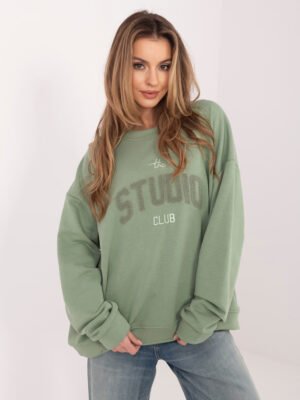 Sudadera oversize con lettering texturizado STUDIO pistacho