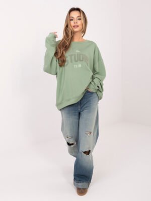 Alternative view of Sudadera oversize con lettering texturizado STUDIO pistacho