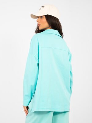Alternative view of Camisa oversize moderna con espalda alargada BESSY - turquesa
