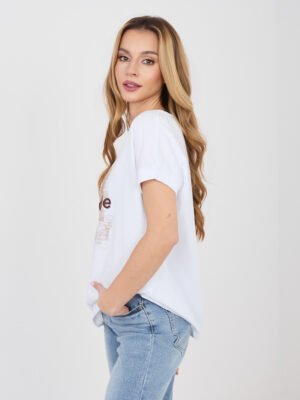 Alternative view of Camiseta con bordado y sutiles detalles brillantes VITALI ecru