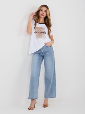 Camiseta con bordado y sutiles detalles brillantes VITALI ecru